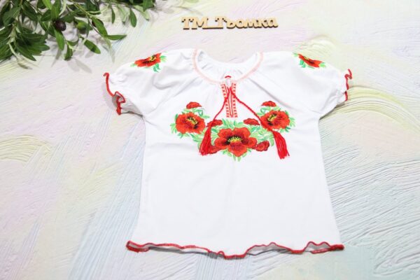 луза-вишиванка "Маки" р.104--122 Тканина: кулір/пеньє